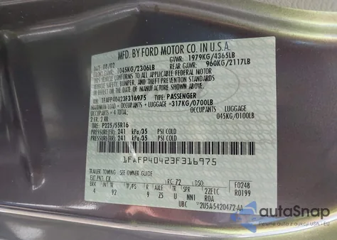 2003 Ford Mustang from USA, damaged, VIN 1FAFP40423F316975